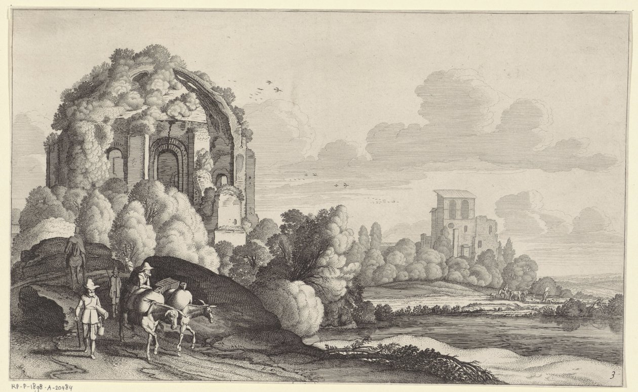 Reisende beim Tempel der Minerva Medica in Rom von Jan van de Velde (II)