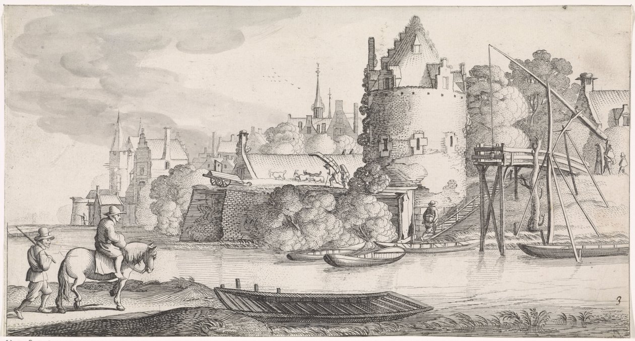 Stadt an einem Fluss (Serientitel: Angenehme Landschaften und unterhaltsame Ansichten) von Jan van de Velde (II)