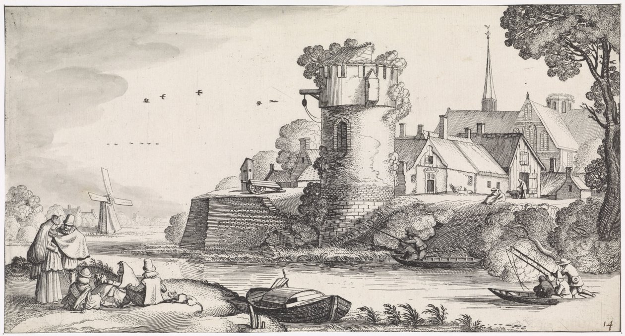 Wachtturm an einem Fluss von Jan van de Velde (II)