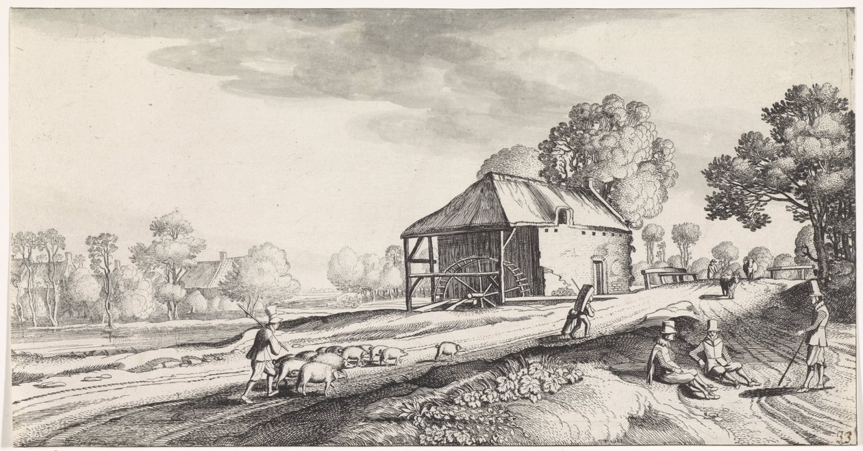 Weggabelung bei einer Wassermühle von Jan van de Velde (II)