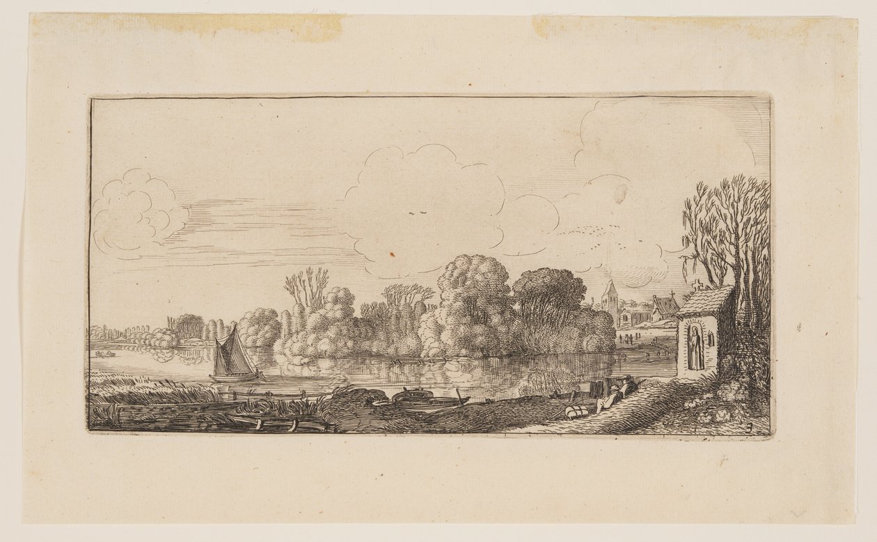 Eine kleine Kapelle an einem Teich, aus Sechs Landschaften von Jan van de Velde II