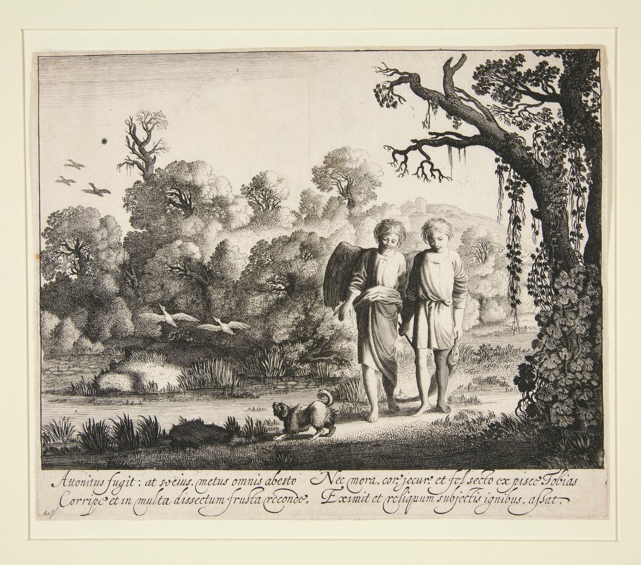 Tobias und der Engel, mit dem Fisch aus der Geschichte von Tobias von Jan van de Velde II