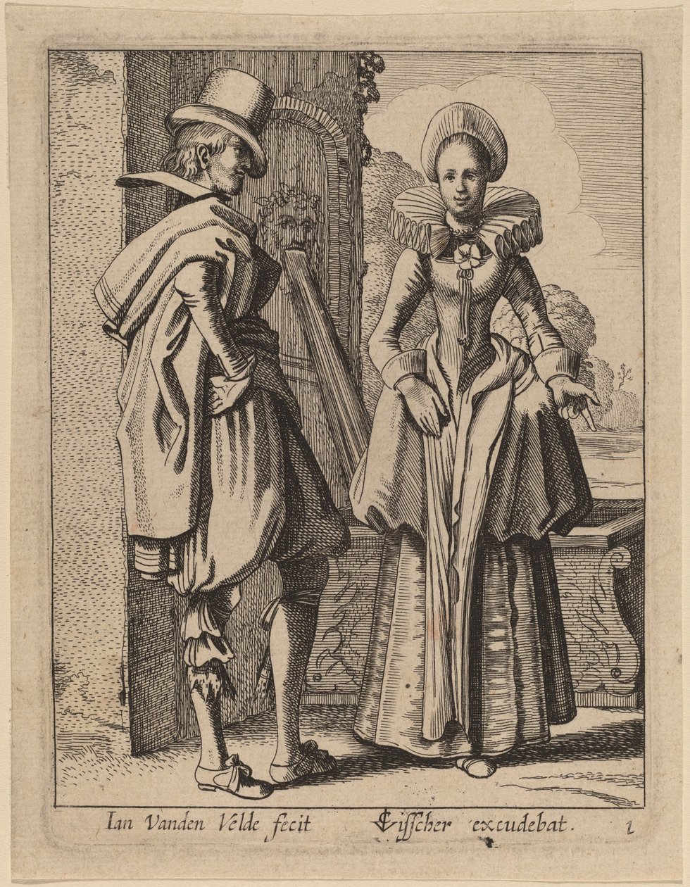 Zwei Figuren im Kostüm von Jan van de Velde II