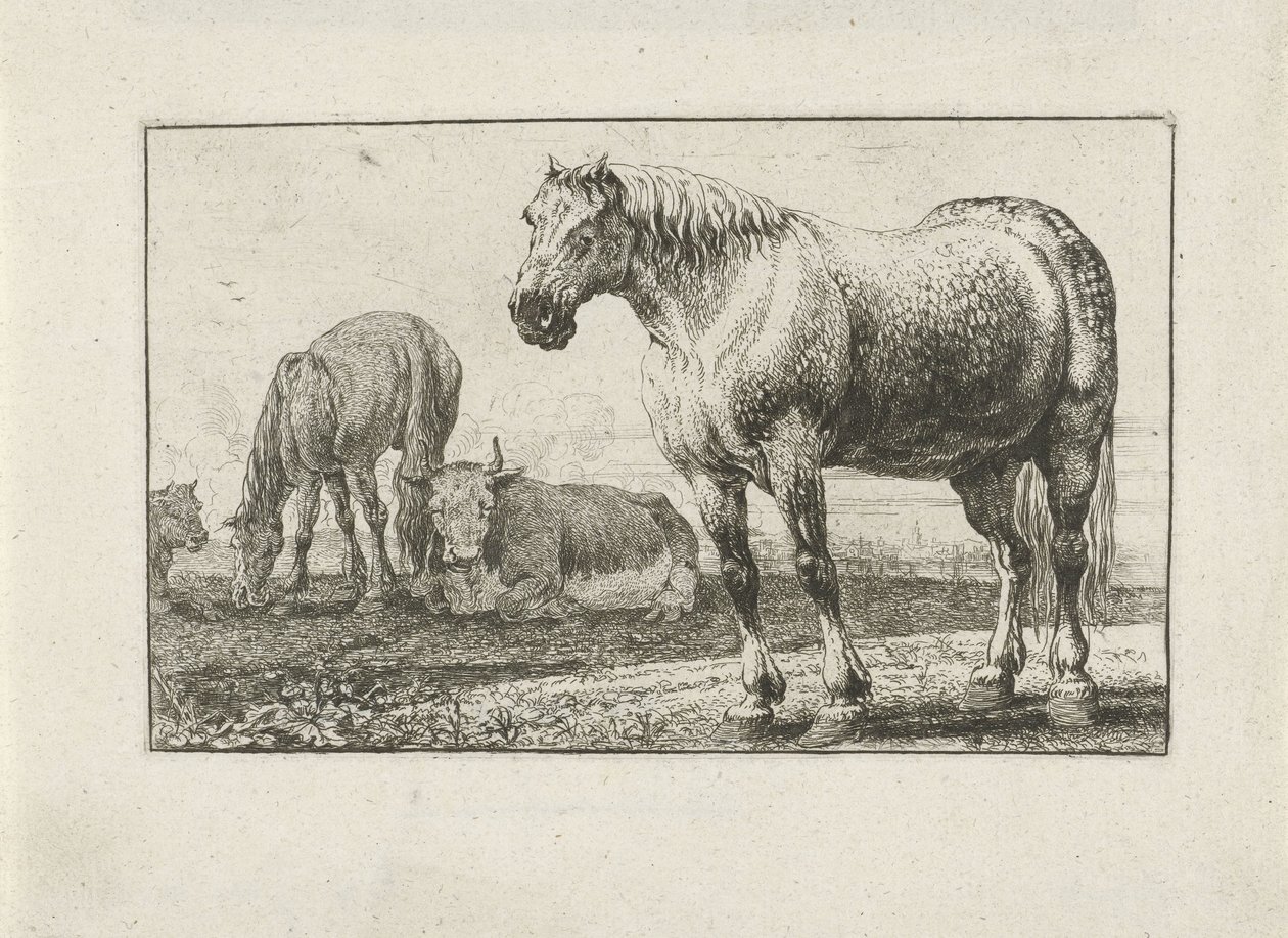 Pferde und Kühe von Jan van den Hecke