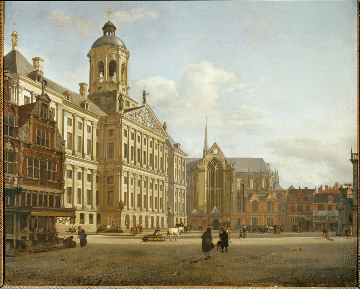 Damstraat und das neue Rathaus von Amsterdam, Niederlande von Jan van der (manner of) Heyden