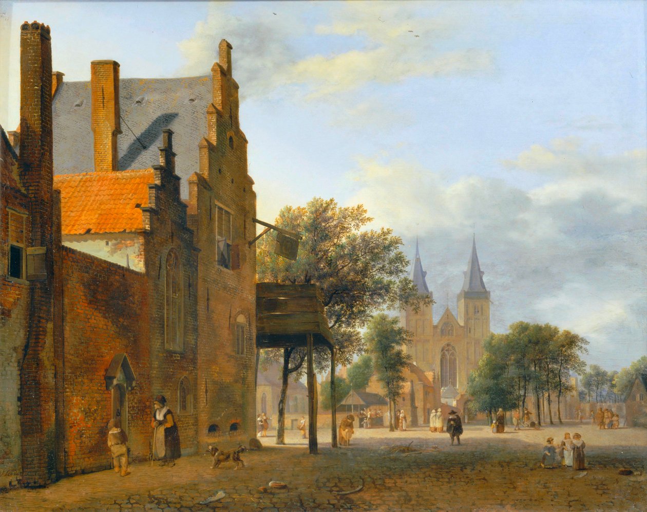 Platz und Kirche Saint-Victor in Xanten von Jan van der (manner of) Heyden