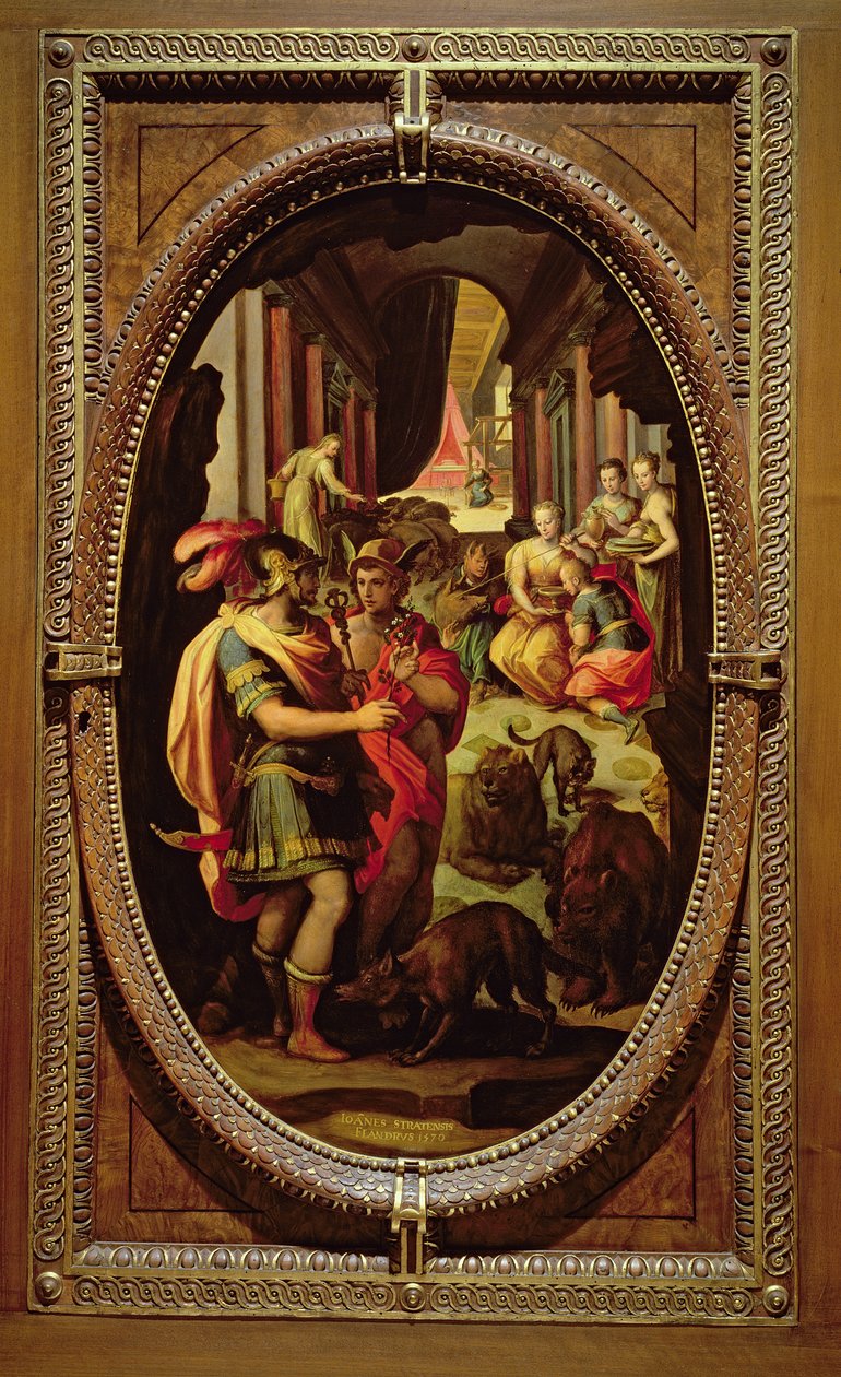 Odysseus, Merkur und Circe, 1570 von Jan van der Straet