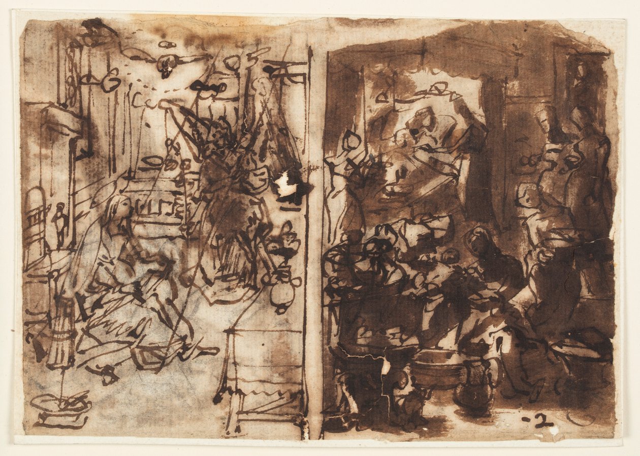 Verkündigung (links); Geburt der Jungfrau (rechts) von Jan van der Straet, called Stradanus