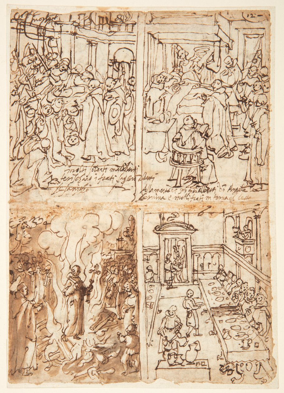 Acht Szenen aus dem Leben von San Giovanni Gualberto (recto und verso) von Jan van der Straet, called Stradanus