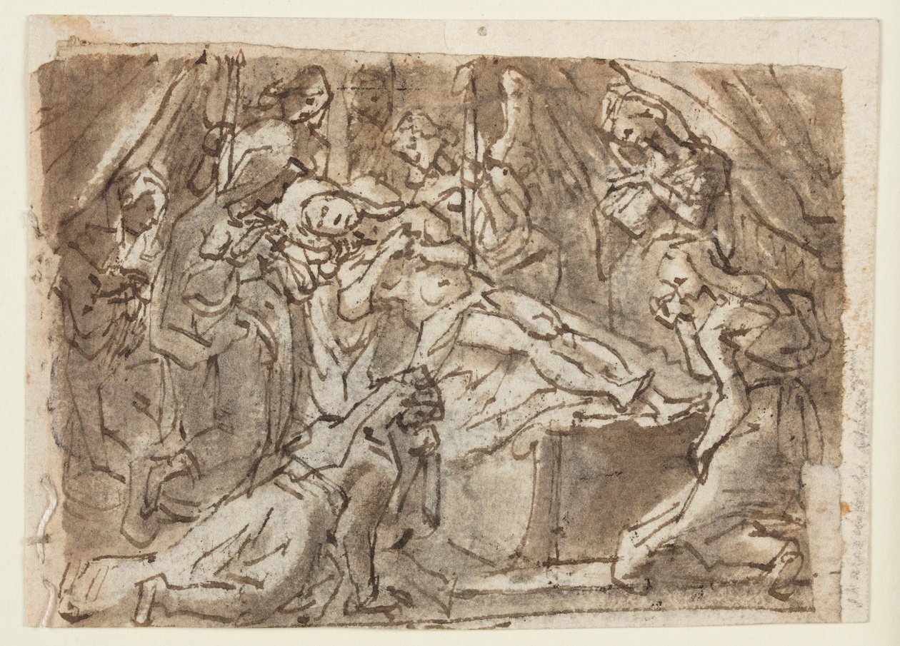 Recto: Beweinung Christi; Verso: Zeuxis malt Helena von Troja von Jan van der Straet, called Stradanus