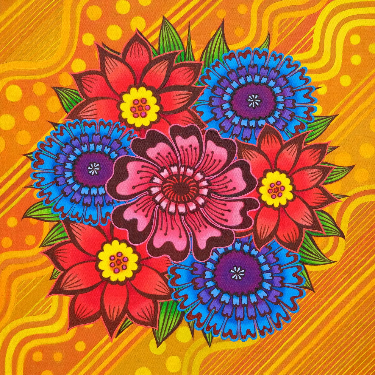 Blumen auf Gelb, 2022 von Jane Tattersfield