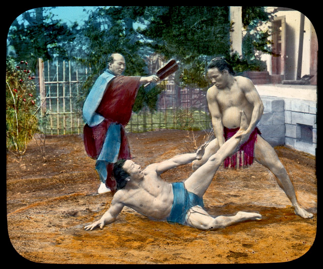 Zauberlaternen-Dia von Sumo-Ringern, 1895 von Japanese School