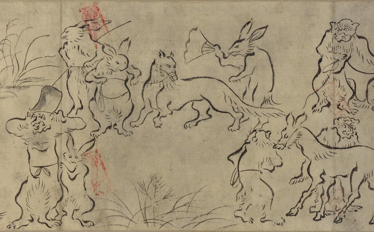 Tollende Tiere (Choju Giga) Muromachi-Periode von Japanese School
