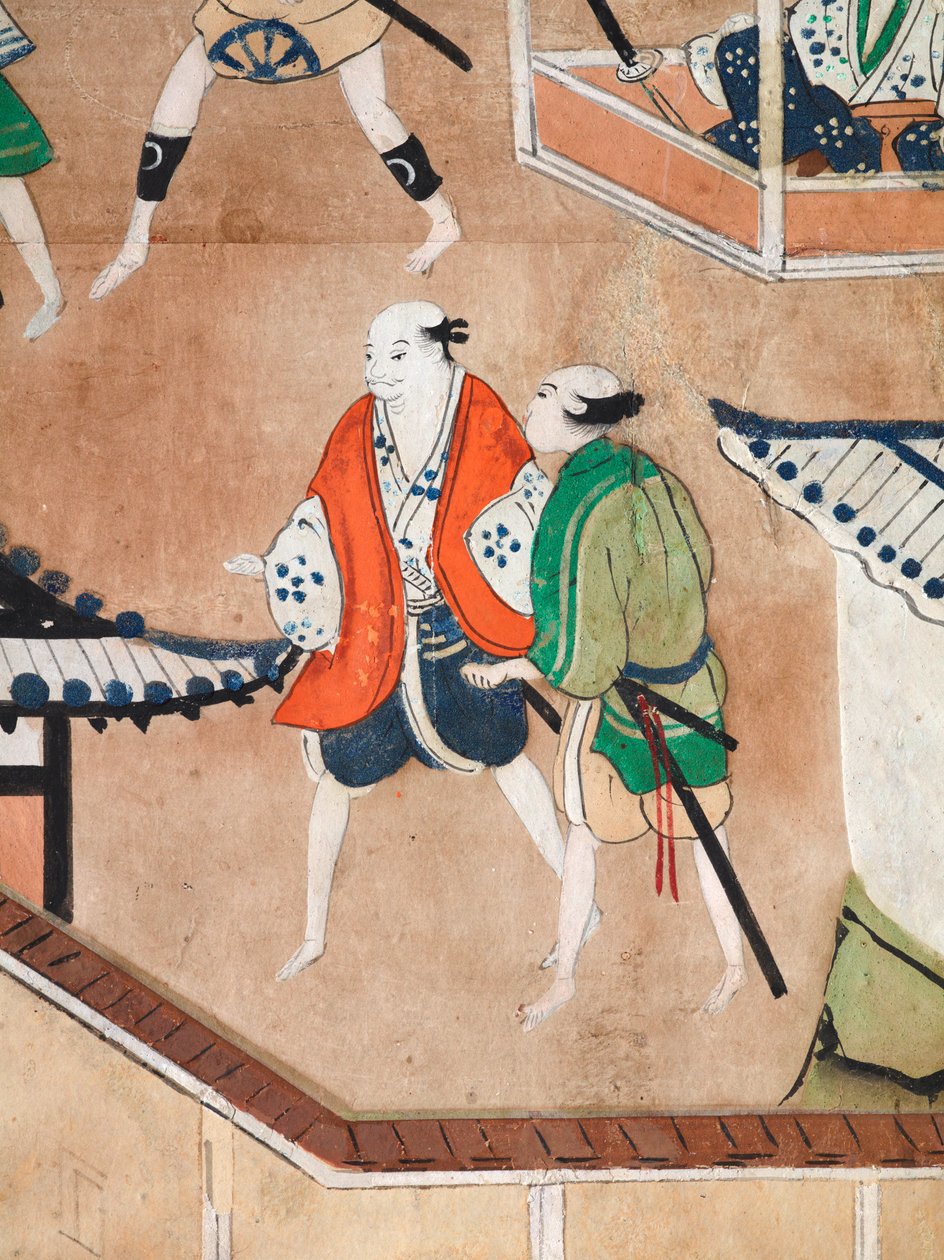 Osakazu Byobu - Japanischer achtteiliger Wandschirm (Malerei) von Japanese School