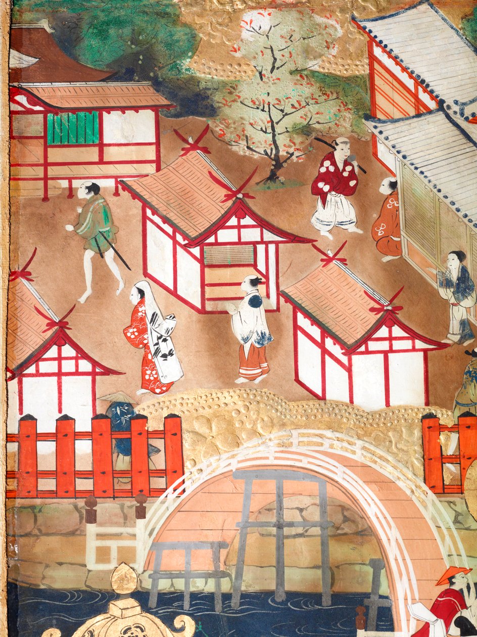 Osakazu Byobu - Japanischer achtteiliger Paravent von Japanese School