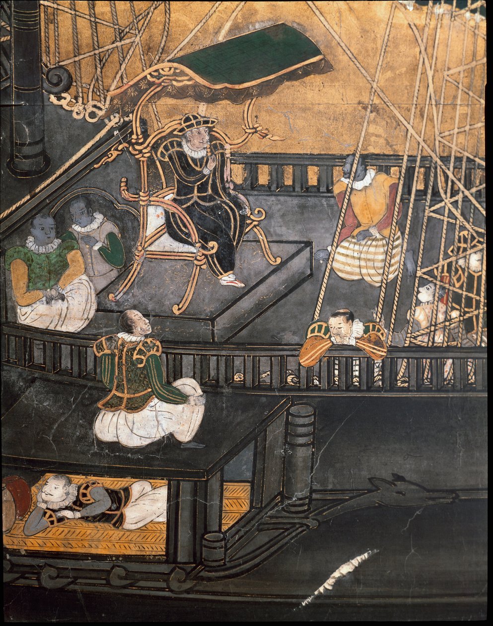 Das portugiesische Schiff, von der Ankunft der portugiesischen Jesuitenmissionare in Japan von Japanese School