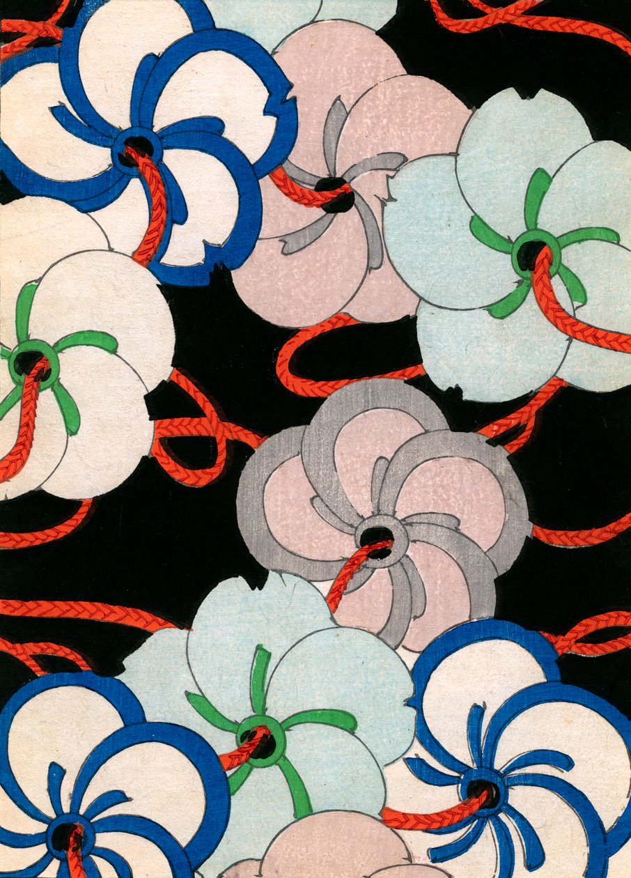 Farbholzschnitt von Kamelienornamenten von Japanese School