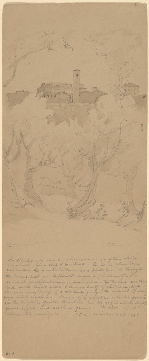 Blick durch die Bäume in Tivoli (recto) von Jasper Francis Cropsey