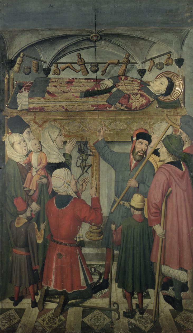 Exorzismus eines besessenen Mannes unter dem Grab von St. Vincent von Saragossa (gest. 304) von Jaume Huguet
