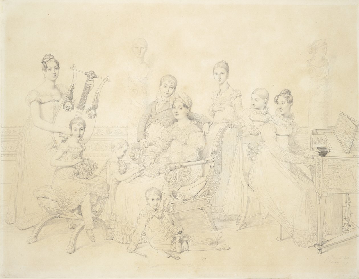 Porträt der Familie von Lucien Bonaparte, 1815 von Jean Auguste Dominique Ingres