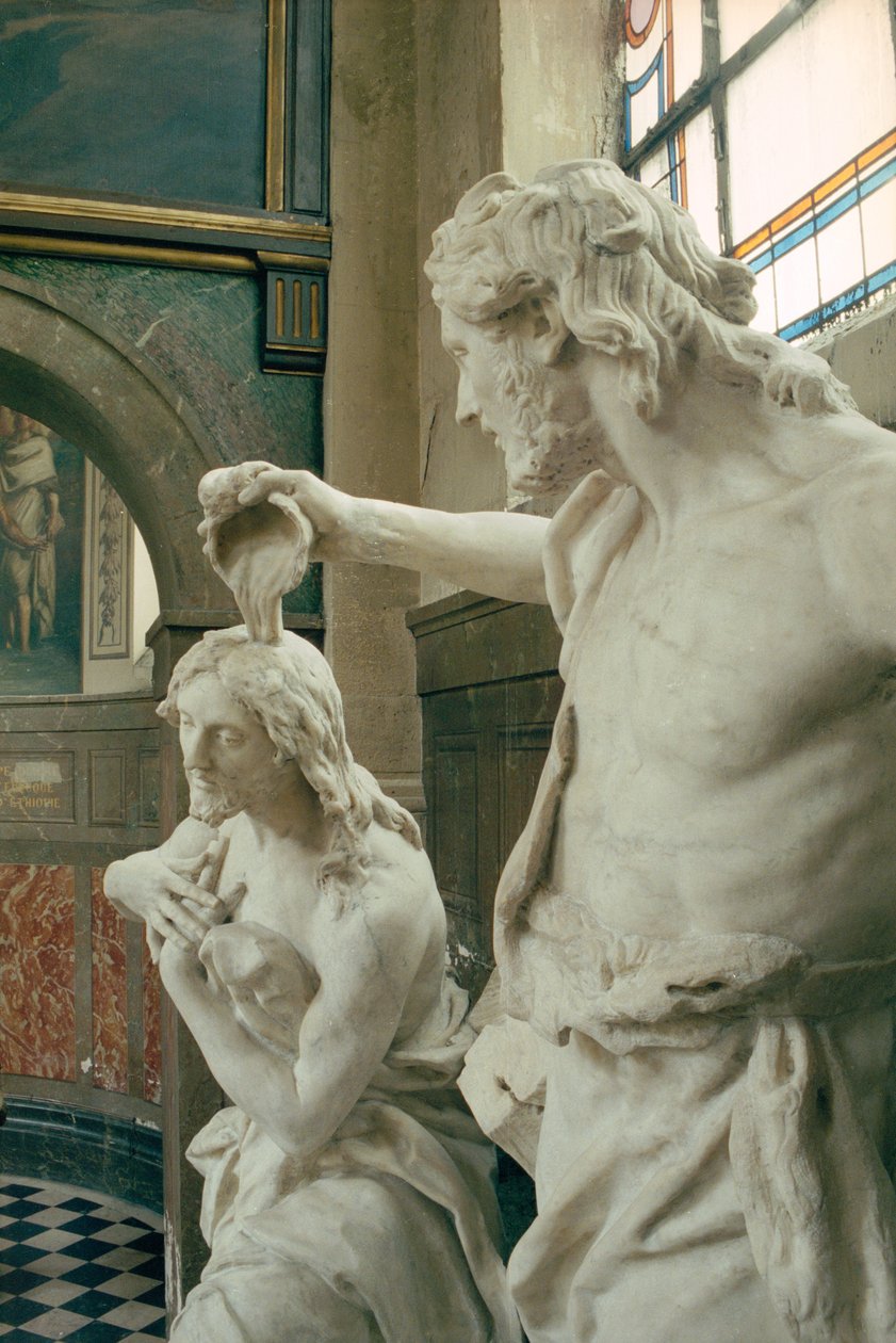 Die Taufe Christi, ausgeführt von seinem Neffen Jean-Baptiste Lemoyne II (1704-78) von Jean Baptiste I Lemoyne