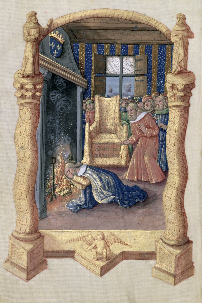 Ms Lat. Q.v.I.126 f.66v David trauert um den Tod seines Sohnes Absalom, aus dem 