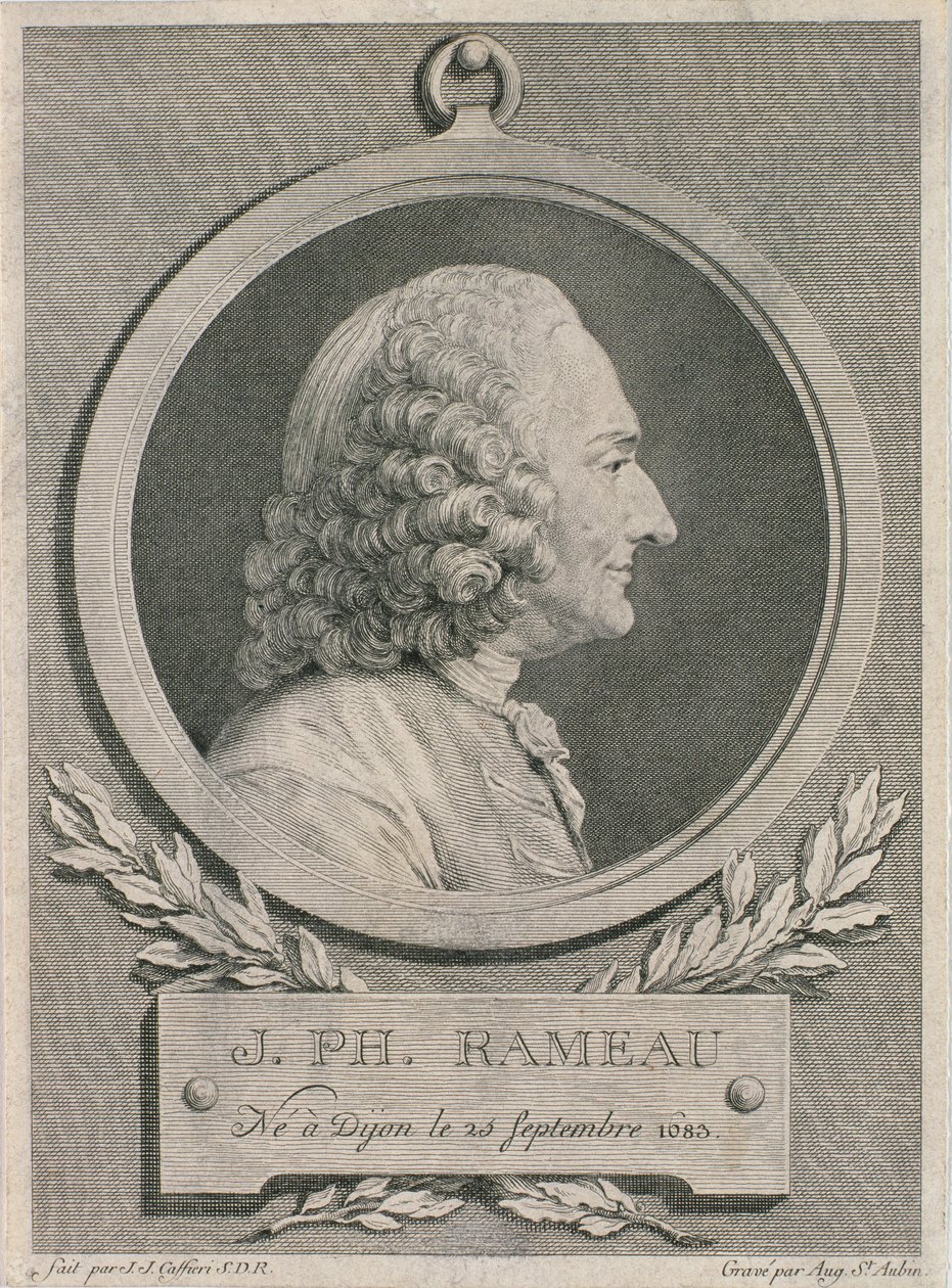 Porträt von Jean Philippe Rameau, graviert von Auguste de Saint-Aubin von Jean Jacques Caffieri