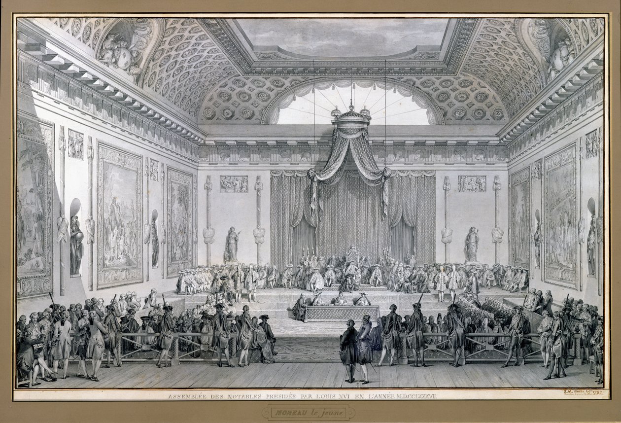 Versammlung der Notabeln unter dem Vorsitz von Ludwig XVI., 1787 von Jean Michel the Younger Moreau
