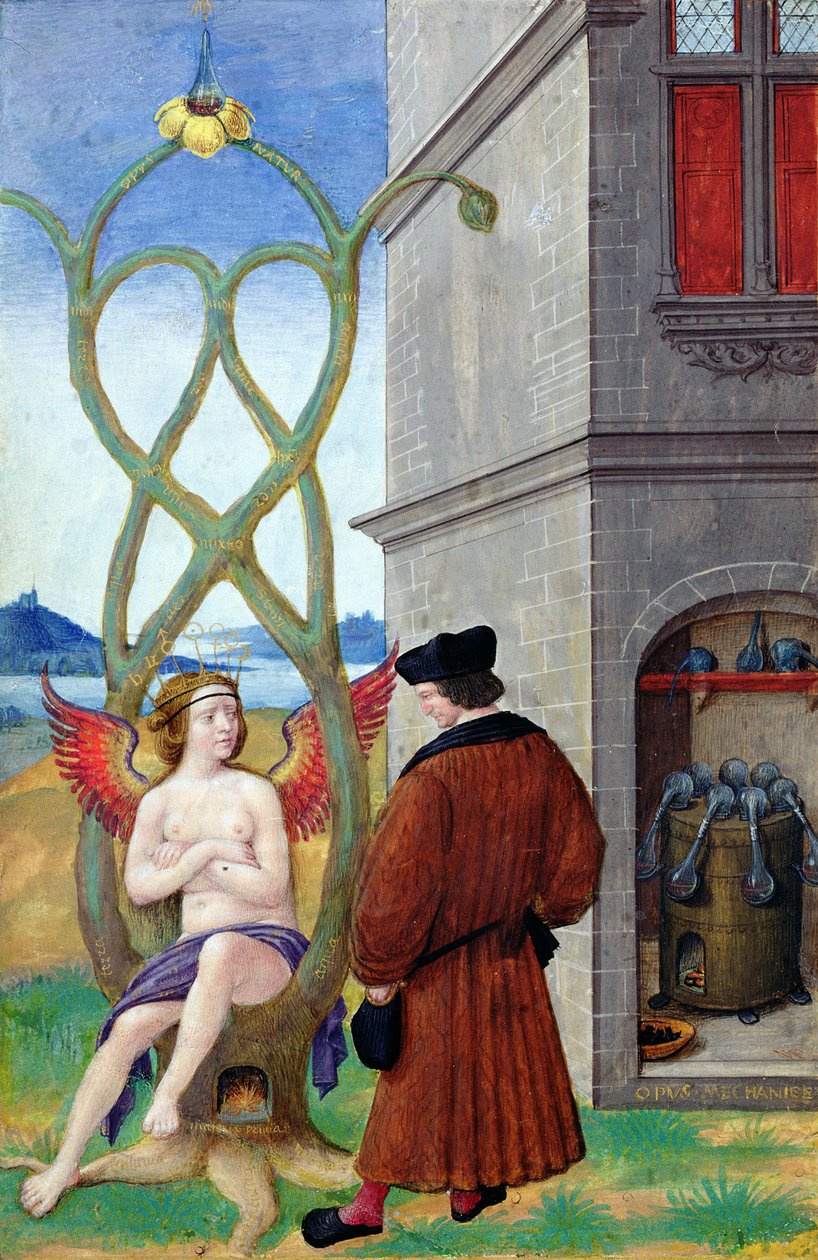Dialog zwischen dem Alchemisten und der Natur, 1516 von Jean Perreal