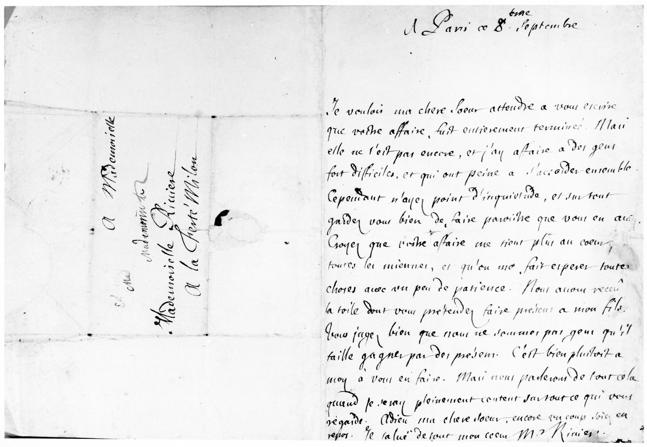 Brief an seine Schwester Marie in La Ferté-Milon von Jean Racine