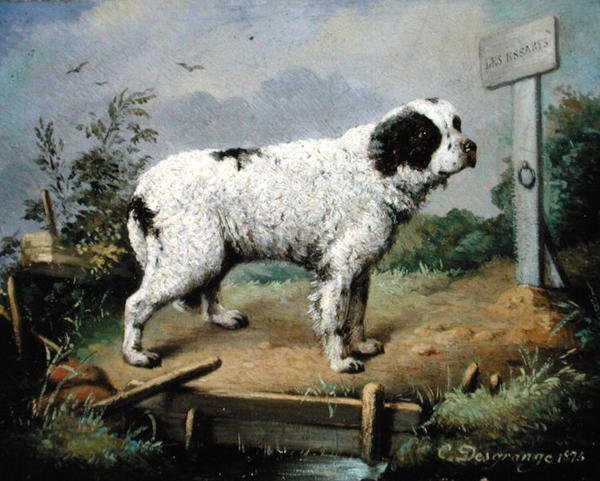 Ein Neufundländer auf einem Damm von Jean Baptiste Desgrange