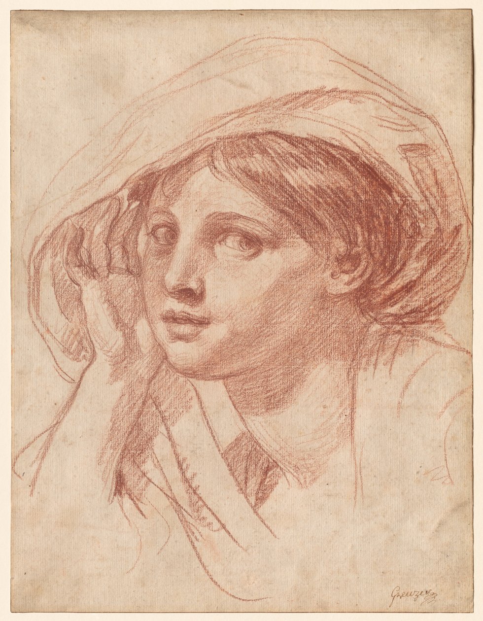 Kopf einer jungen Frau von Jean-Baptiste Greuze