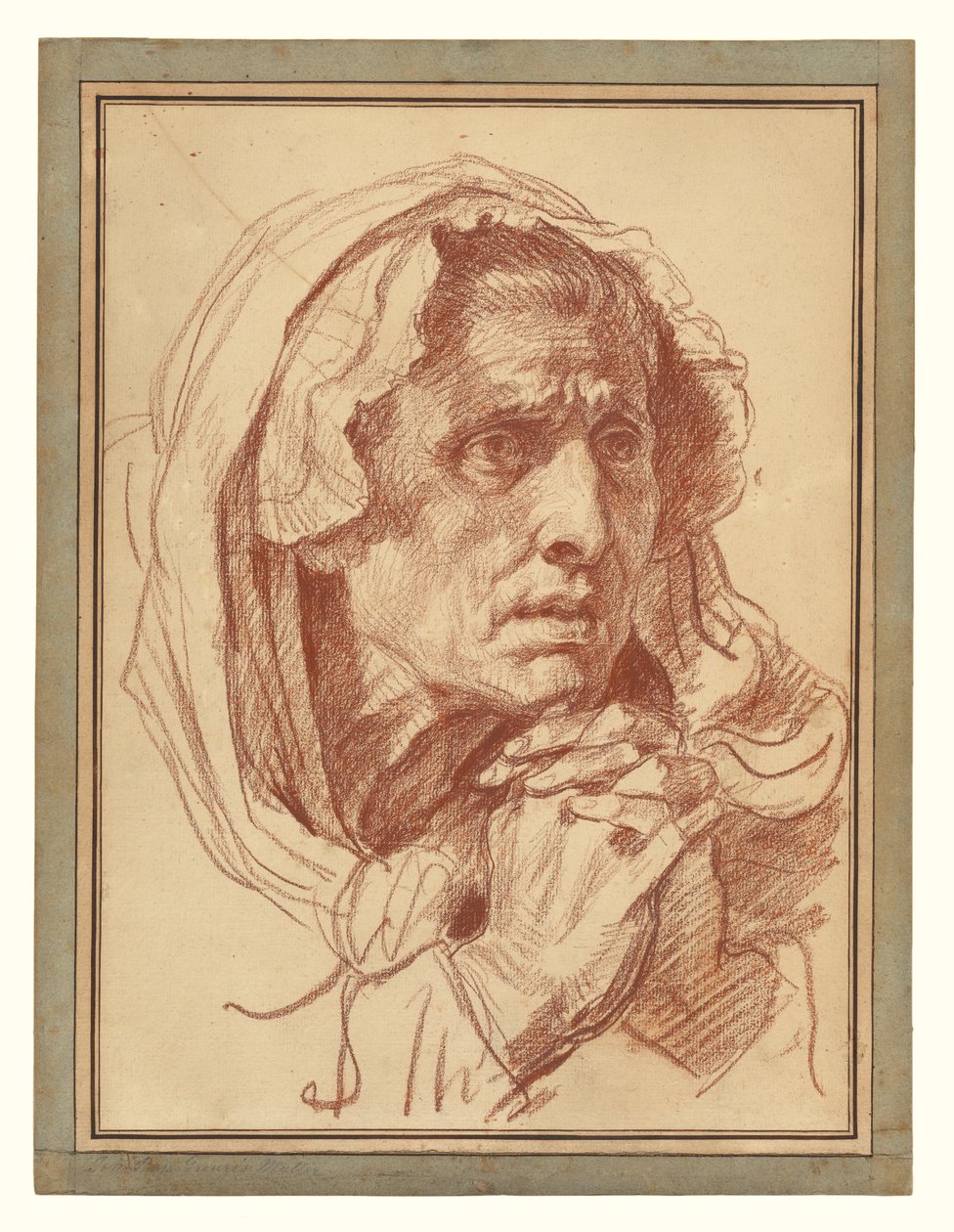 Studie des Kopfes einer alten Frau von Jean-Baptiste Greuze