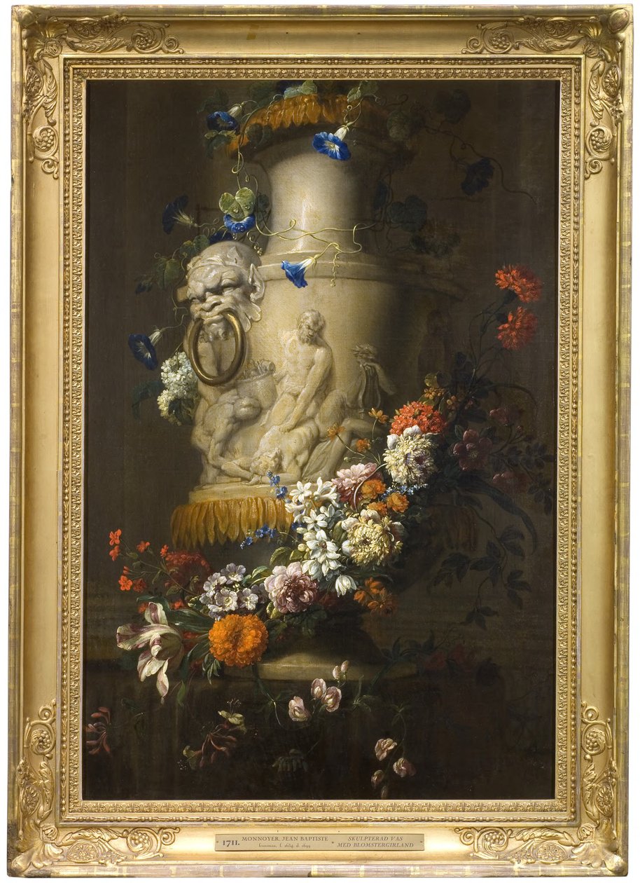 Marmorvase mit Blumengirlande von Jean-Baptiste Monnoyer
