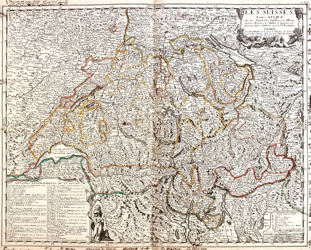 Frankreich (Region: Lothringen, Elsass, Franche-Comté, Rhône-Alpes), Schweiz, Deutschland (Bundesland: Baden-Württemberg, Bayern), Liechtenstein, Österreich (Bundesland: Vorarlberg), Italien (Region: Lombardei, Piemont, Aostatal) von Jean Baptiste Nolin