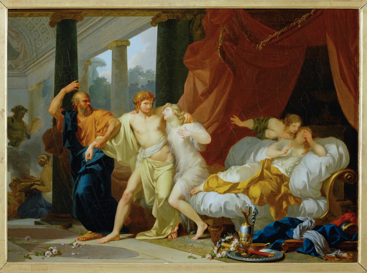 Sokrates reißt Alkibiades aus den Armen der Wollust von Jean Baptiste Regnault