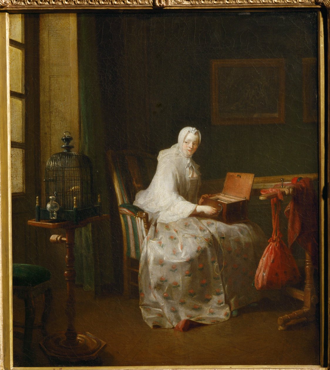 Die Serinette, auch Dame, die ihre Vergnügungen variiert genannt von Jean Baptiste Simeon Chardin