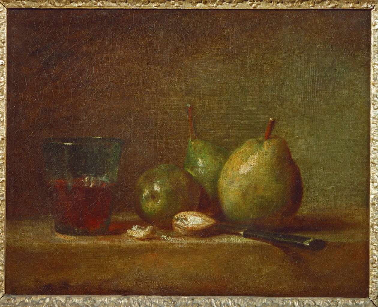 Birnen und ein Becher Wein von Jean Baptiste Simeon Chardin