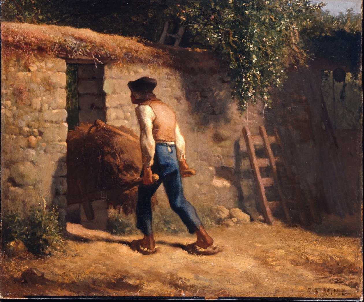 Bauer mit Schubkarre von Jean-Francois Millet