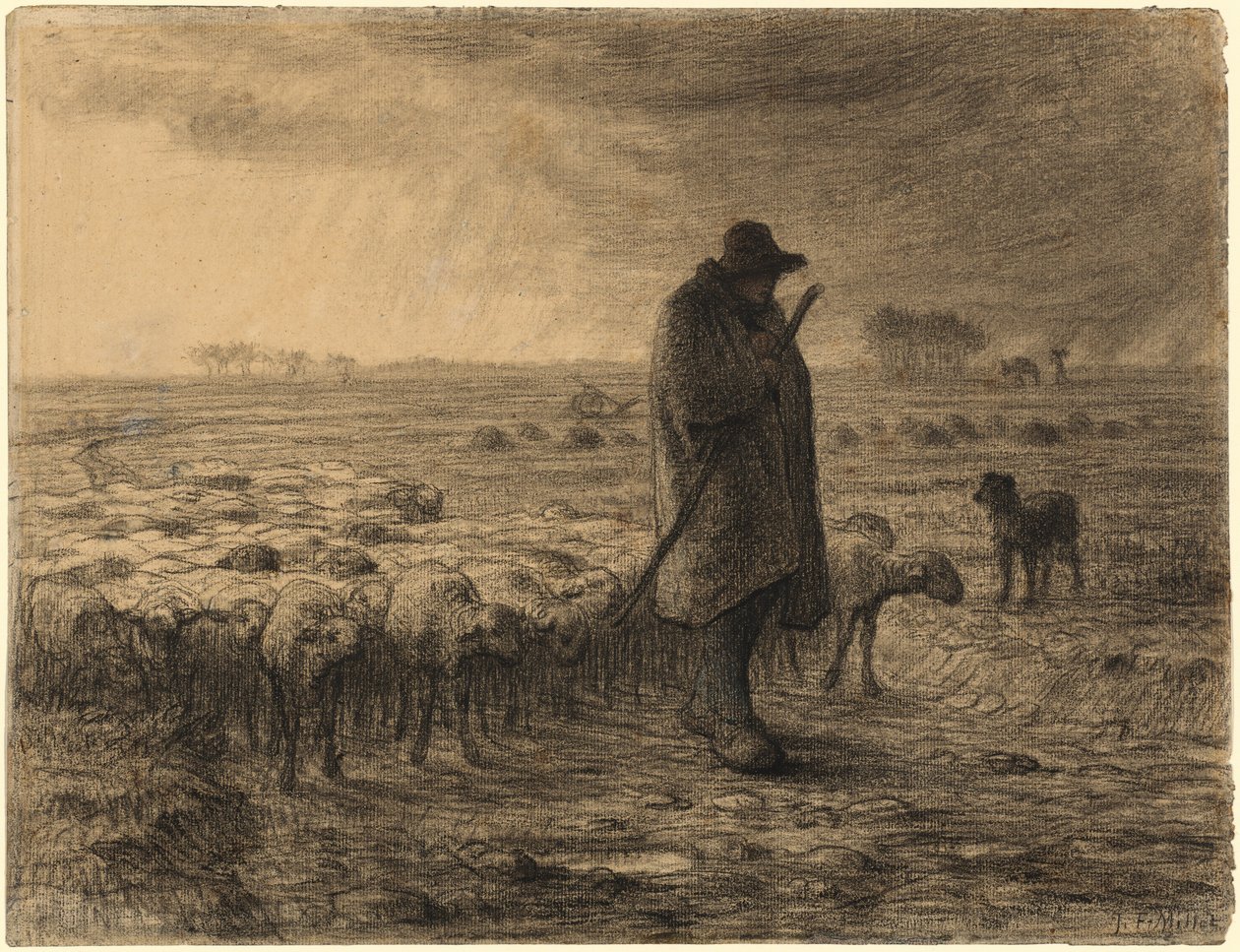 Hirte kehrt mit seiner Herde zurück von Jean-Francois Millet