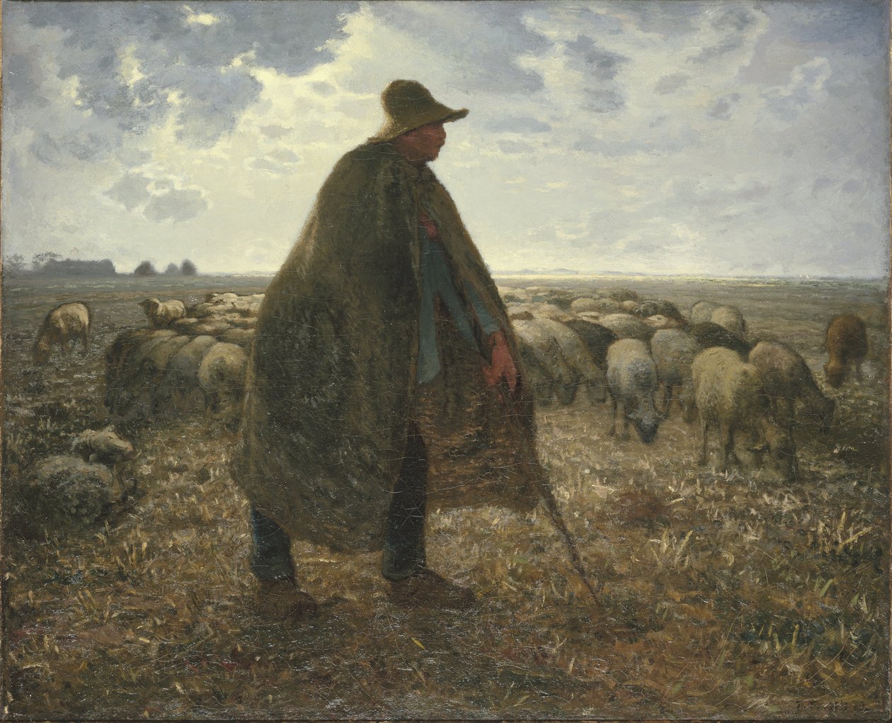Hirte, der seine Herde hütet von Jean-Francois Millet