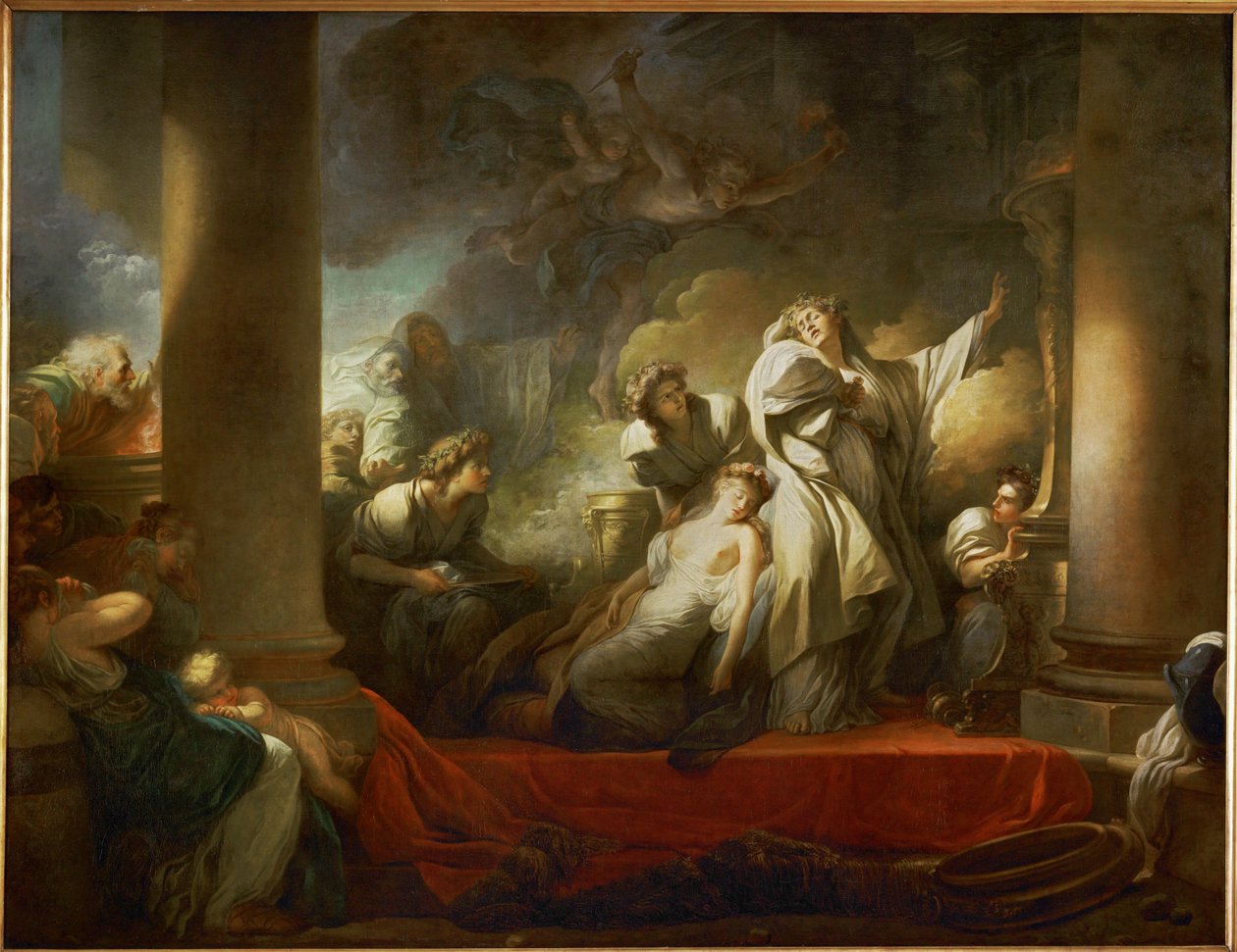 Der Hohepriester Coresus opfert sich, um Callirhoe zu retten von Jean-Honore Fragonard