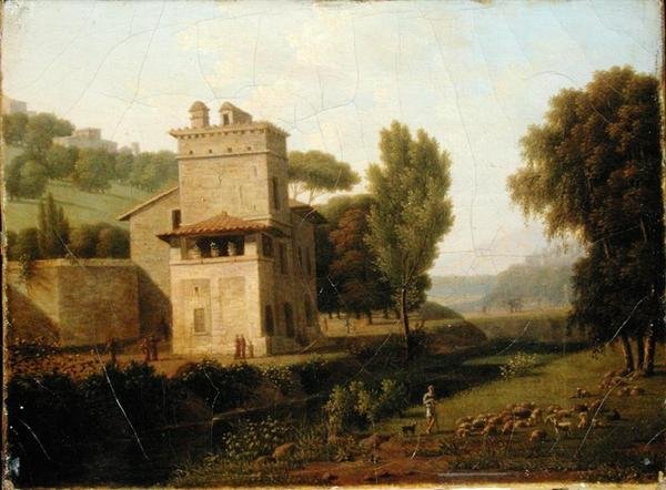 Das Casa Cenci in den Borghese-Gärten, Rom von Jean Honore Marmont de Barmont