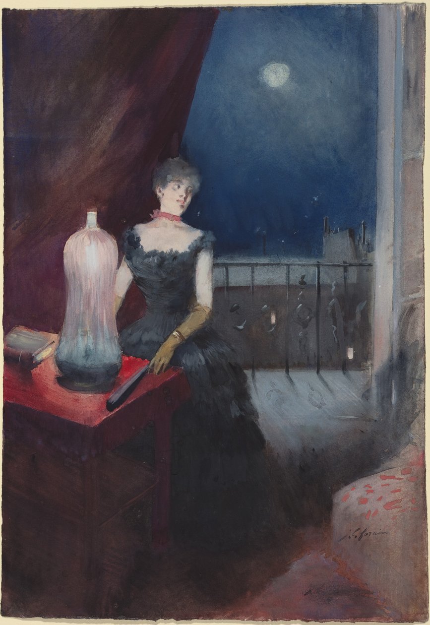 a) Stehende Frau mit einem Fächer (Vorderseite); b) Studie eines Mannes und einer Frau (Rückseite) von Jean-Louis Forain