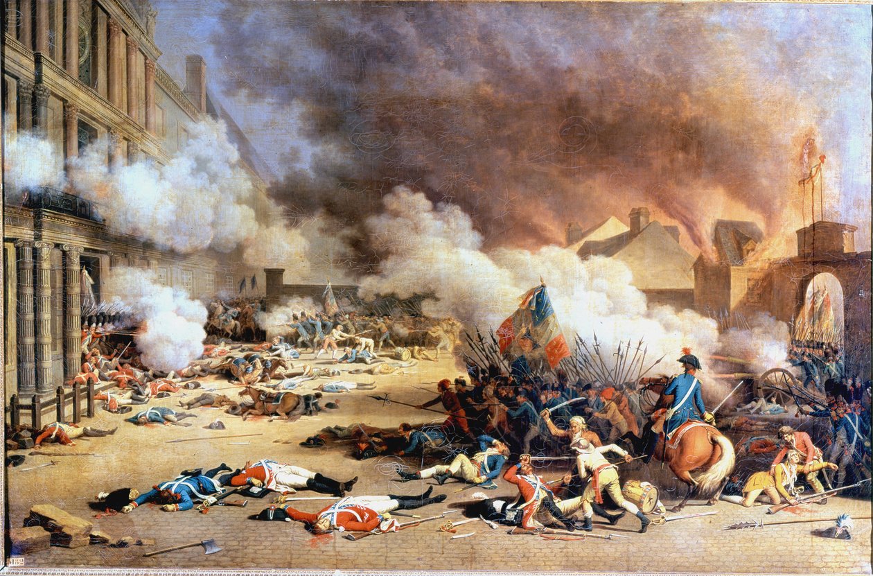 Aufgenommen vom Palais des Tuileries, Hof des Carrousel, 10. August von Jean (after) Duplessis Bertaux