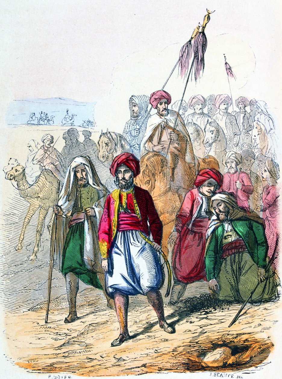 Ibrahim Pacha (1789-1848) marschiert zu Fuß mit seinen Truppen während des Feldzugs gegen die Wahhabiten von Jean Adolphe Beauce