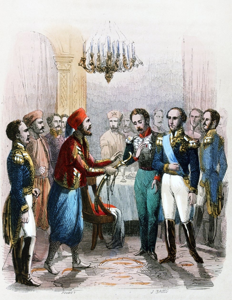 Begegnung zwischen Ibrahim Pacha (1789-1848) und dem Oberst Joseph Anthelme Seve (Soliman Pacha, Suleyman Pasha oder Soliman al-Fransawi Pasha) von Jean Adolphe Beauce