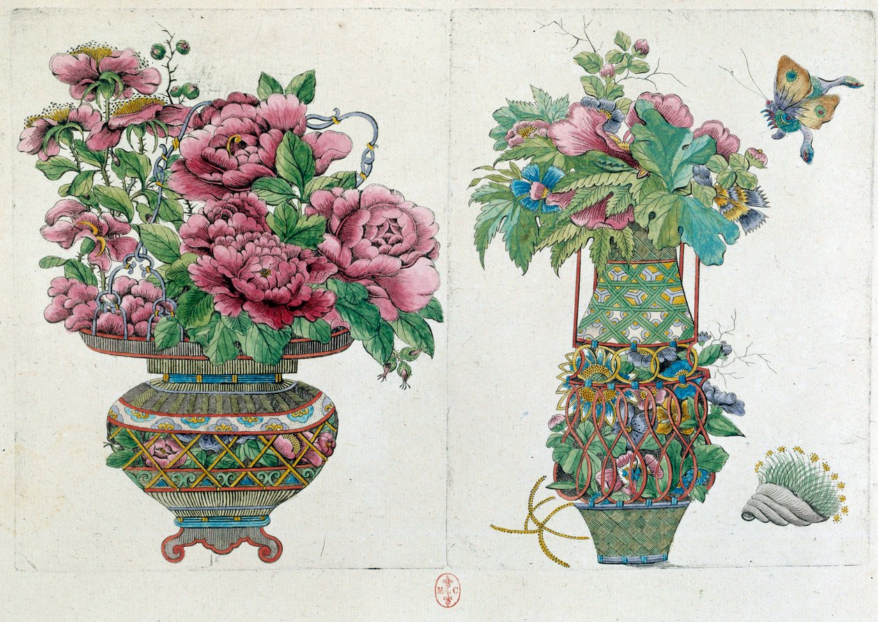 Zeichnung von einer chinesischen Vase: Blumentopf von Jean Antoine Fraisse