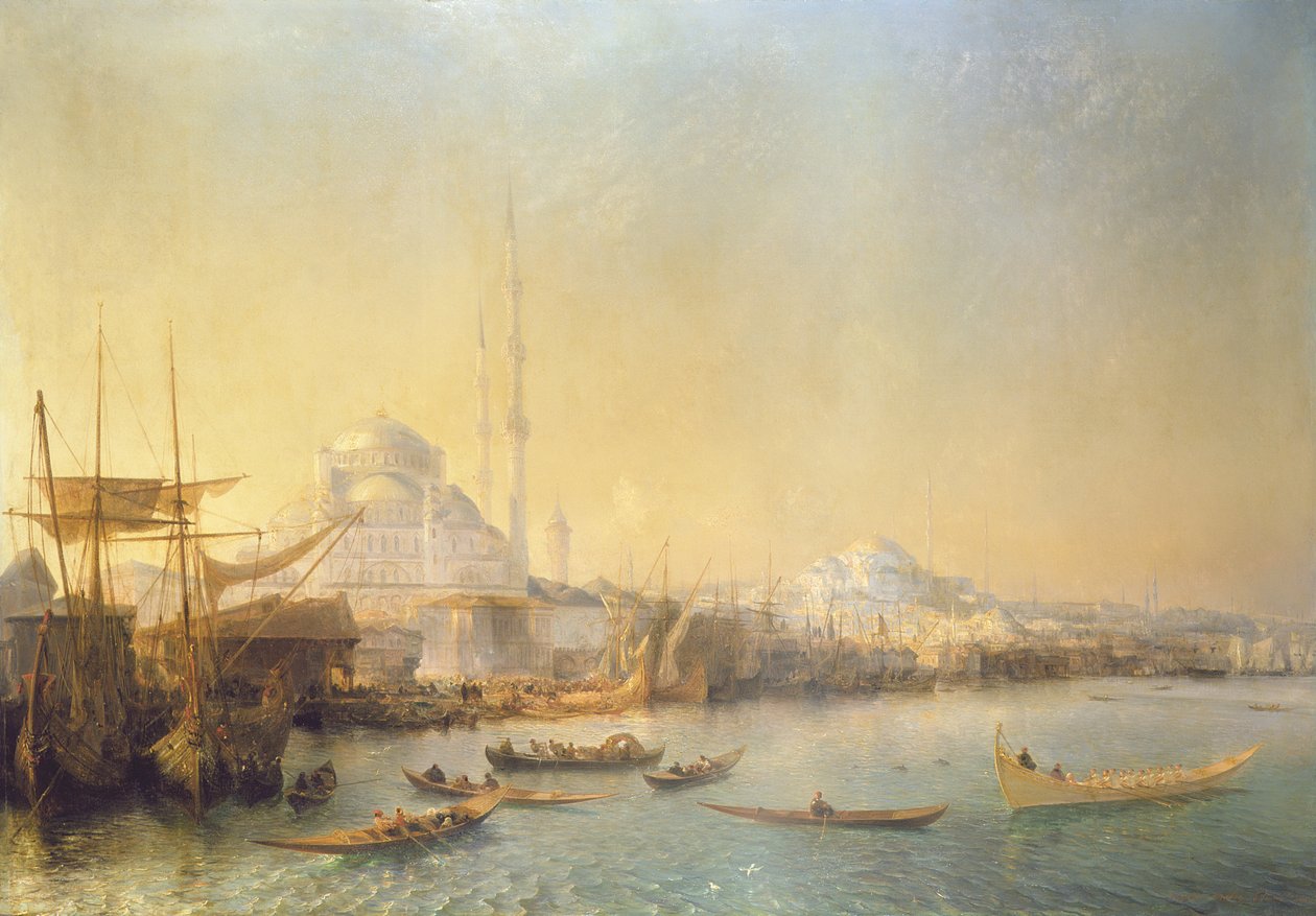 Ein weiter Blick über Konstantinopel und das Goldene Horn, 1840 von Jean Antoine Theodore Gudin