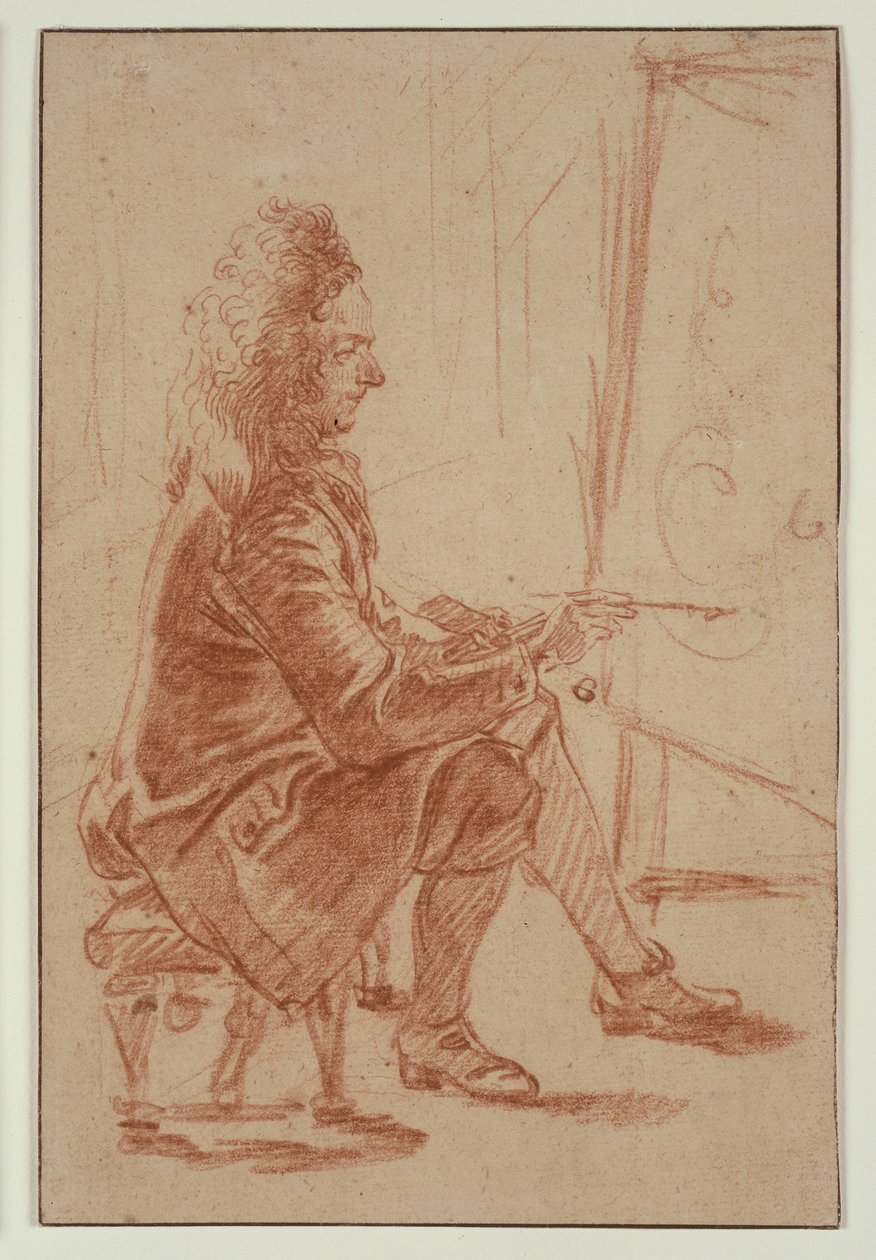 Ein Perückenmaler (möglicherweise Claude Audran), um 1709 von Jean Antoine Watteau